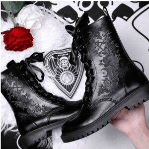 KILLSTAR Enchanted embroidered lace up unisex combat boots